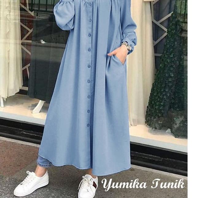 ❀ Kemeja Tunik JUMBO Panjang YUMIKA XL, XXL, 3XL Katun Chembre Good Quality ➹
