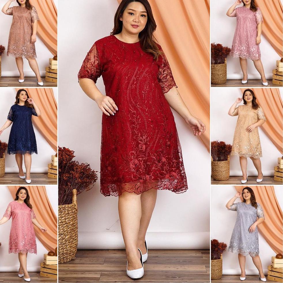 SALE TERBATAS Dress Tile XXL Bigsize Jumbo Brukat Tile Bordir Gliter Mutiara Tulle Tille XXXL Dres P