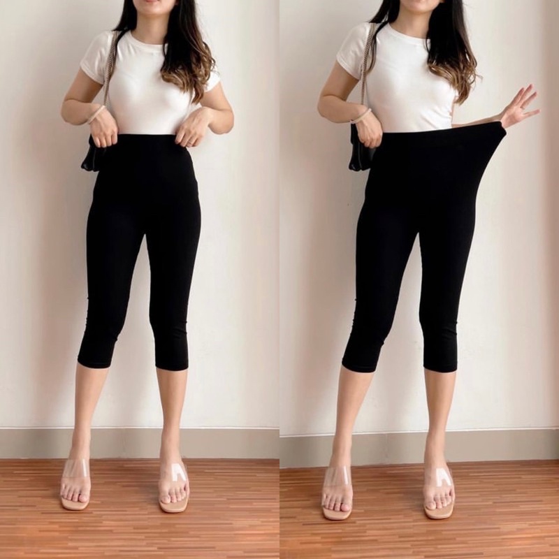 CELANA LEGGING PENDEK POLOS 7/8 WANITA PREMIUM TEBAL