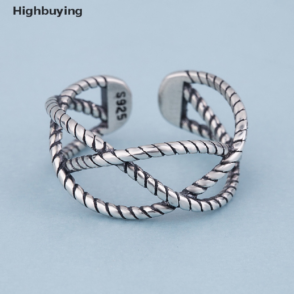 Hbid Vintage Cincin Wanita Pria Punk Thai Perak Sederhana Terbuka Salib Rantai Jari Cincin Kualitas Tinggi Perhiasan Jari Cincin Yang Dapat Disesuaikan Glory