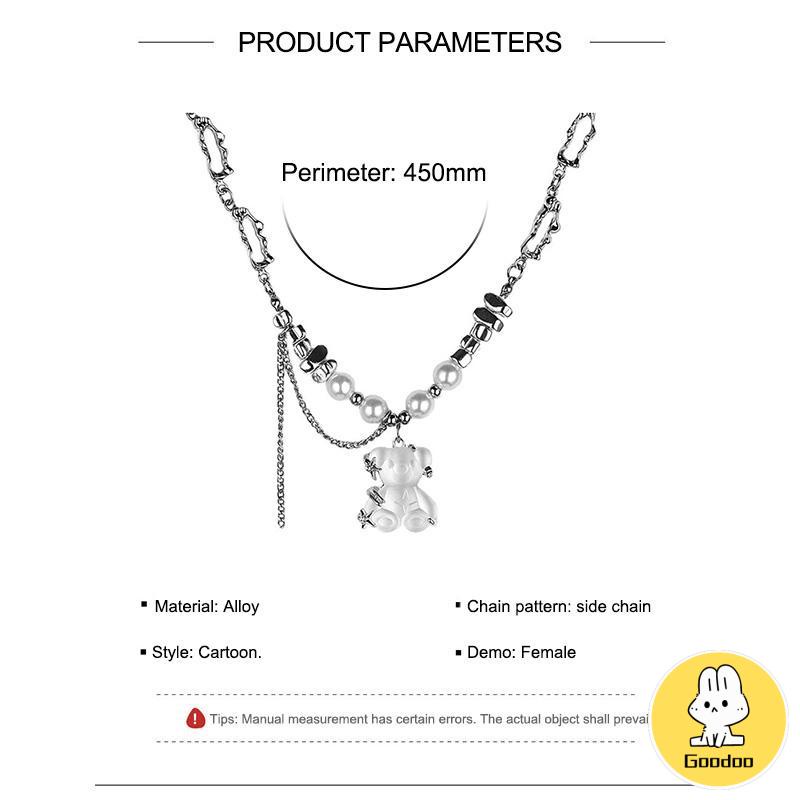 Kalung beruang rumbai mutiara rantai tulang selangka kepribadian angin sejuk yang manis dan sejuk perempuan -Doo