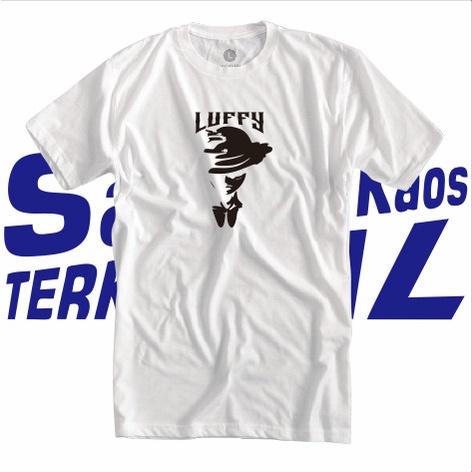 Baju Anime One Piece Siluet Monkey D Luffy Kaos OnePiece Unisex Katun - Putih, XS