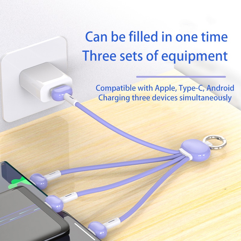 IPHONE Kabel Charger Multi 3in1 Micro USB/Tipe C/8Pin Untuk Iphone13 12 11 Kabel Cas Handphone Ka