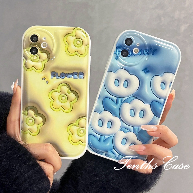 IPHONE Kompatibel Untuk Iphone14 13 12 11 Pro Max X XR Xs Max8 7 6 6s Plus SE 2020 3D Vision Blue Tulip Phone Case Soft Cover