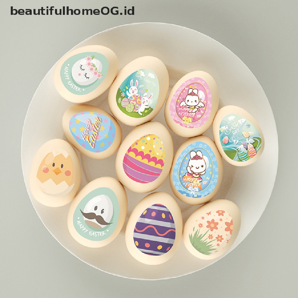 // Beautifulhomeog.id// 500Pcs Happy Easter Stiker Kelinci Self Adhesive Seal Label Sticker Party Tag **