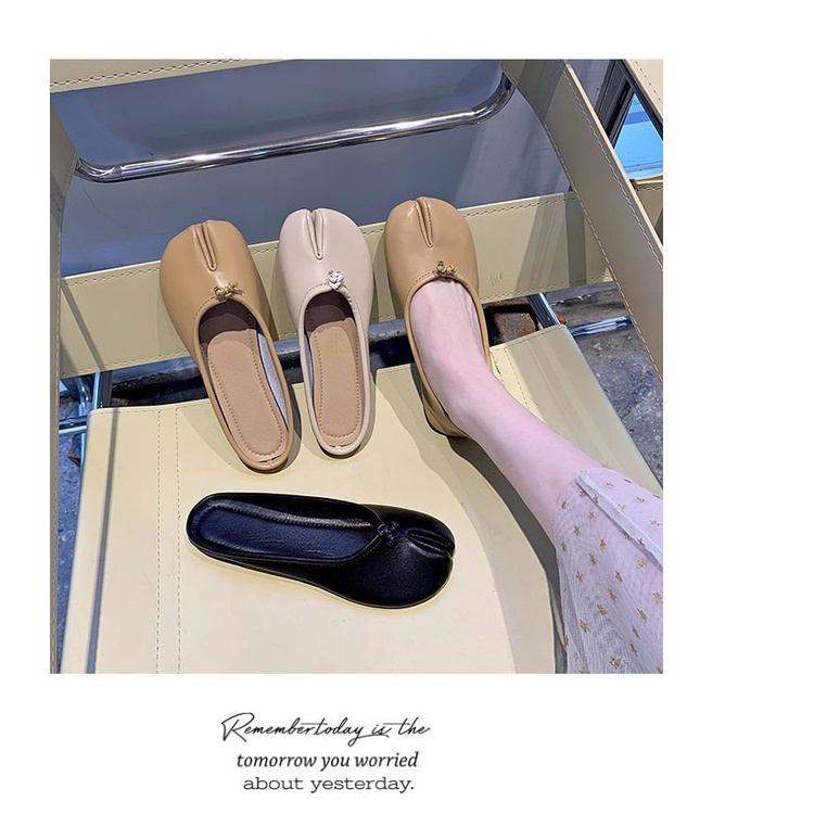 [✅BISA COD] #Sisjuly# Sepatu babi jempol kaki split-toe wanita mokasin sepatu tunggal sepatu datar s