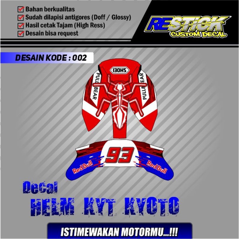 Termurah Decal Stiker Helm Kyt Kyoto Motif Marquez - Bisa request desain