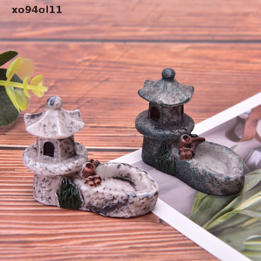 Xo Patung Menara Kolam Renang Mini Kerajinan resin Dekorasi Rumah Miniatur Hiasan Taman Peri OL