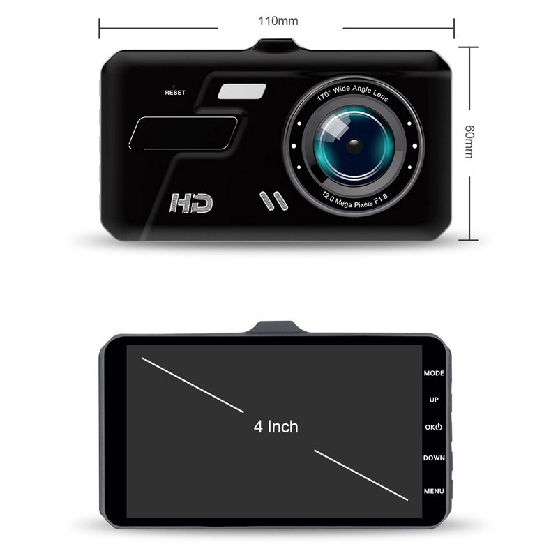 Dash cam car 1440P 4&quot; IPS Screen Dual Lens Front and Inner Night vision Loop Recording dashboard 24H 360° rotation