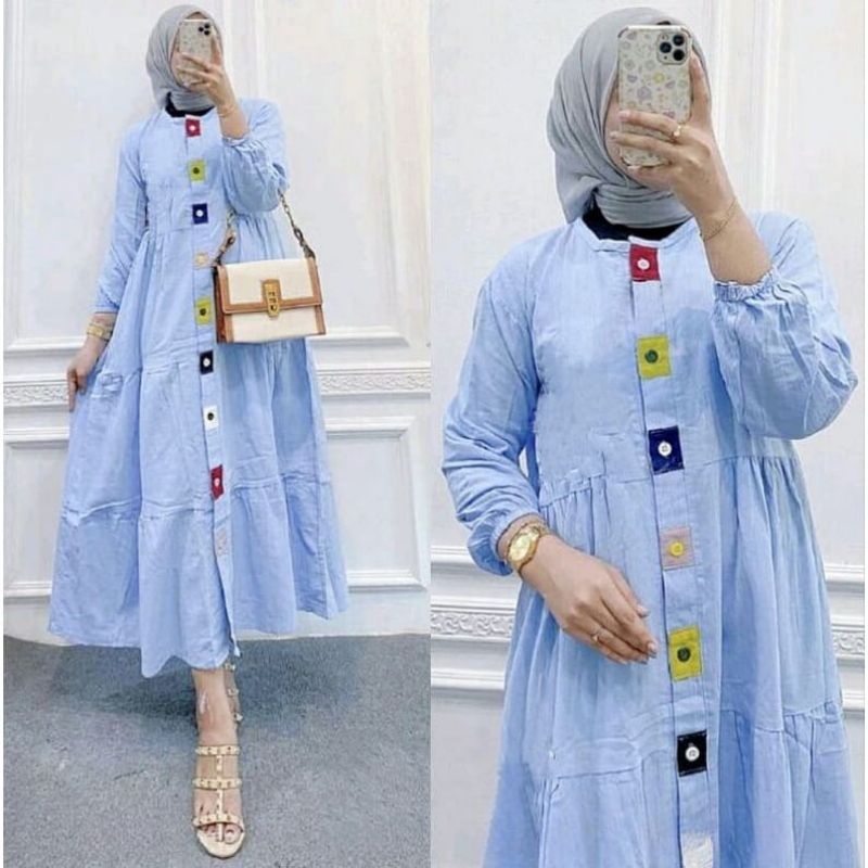 Glessa midi dress viral/Poky midi dress viral/Gamis rayon terbaru