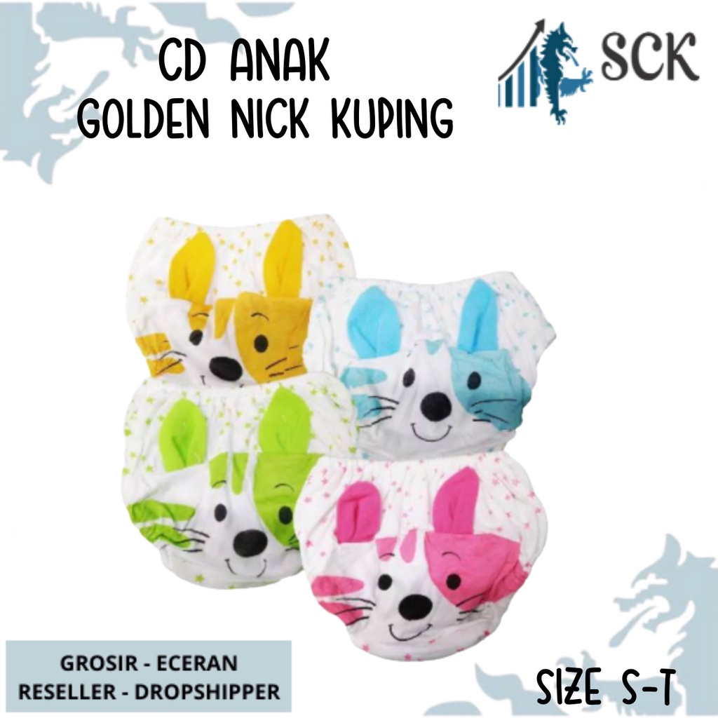 [ISI 3] CD GOLDEN NICK Motif KUPING Bahan Katun Lucu Anak Cewek / Pakaian Dalam Anak Perempuan - sckmenwear GROSIR