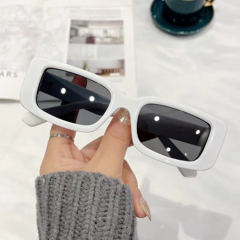 (YUZHU) Kacamata Hitam Pelindung Matahari Bingkai Persegi Bergaya Baru Gaya Vintage Hip Hop Sunglasses Untuk Wanita/Pria