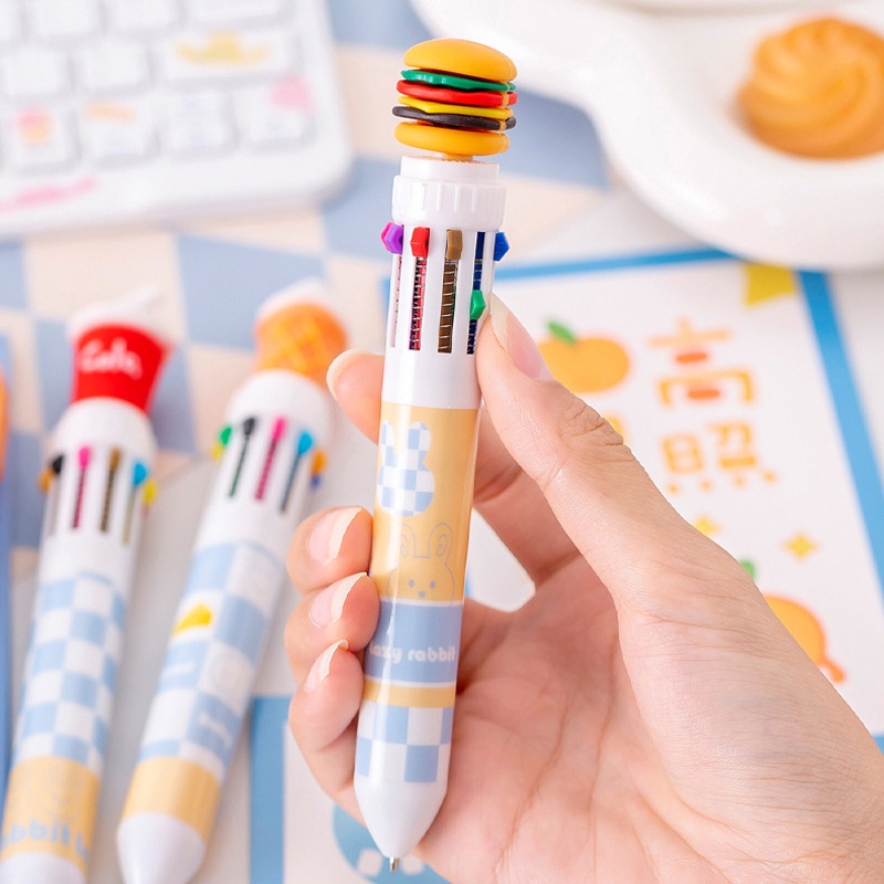 [Harga Grosir] Pulpen Graffiti Tipe Press Tulisan Halus Menggambar Alat Tulis 10warna 0.7mm Isi Ulang Pen Kreatif Kantor Sekolah Supply Fries Hamburger Bolpoin