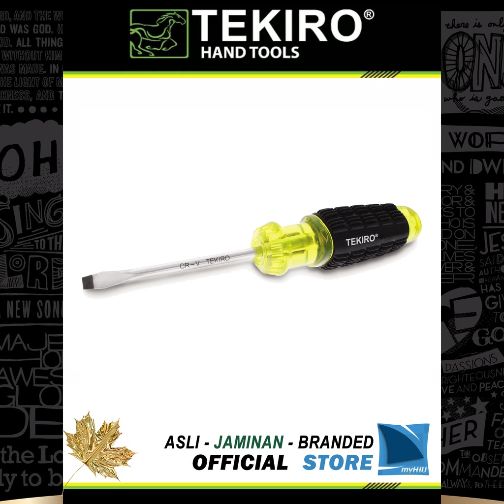 Obeng Gagang Karet (-) Min 5~6 mm x 38~300 mm / Cushion Grip Screwdriver TEKIRO ( Ujung Magnit )