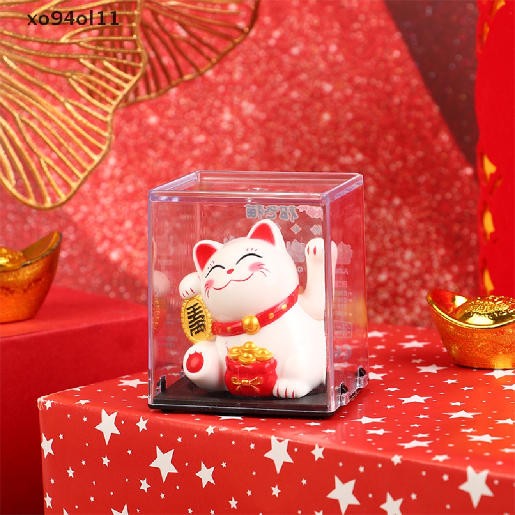 Xo Mini Fashion Art Craft Solar Miniatur Kucing Keberuntungan Kartun Lucky Cat Figurine OL