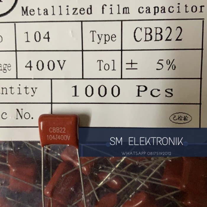 Cbb Kapasitor Milar Cbb22 104J 400V 1000Pcs