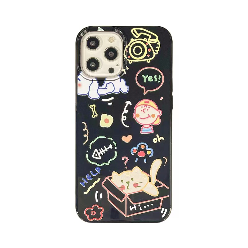 IPHONE Ins Anime Graffiti Cocok Untuk Iphone14 14pro 14plus 13 13mini 13pro 13prm iPhone12 7Plus 8Plus Xr XS 13 12mini Pro Max Empat Sudut Casing Ponsel Tahan Guncangan