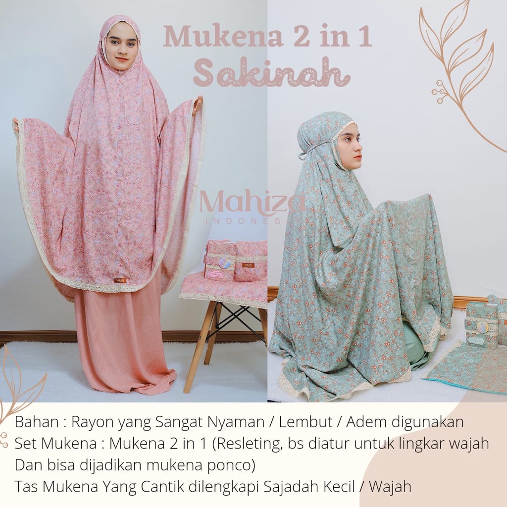 Mukena Dewasa Jumbo 2 in 1 Sakinah by Mahiza Bahan Rayon Adem Mukenah Nyaman Cantik