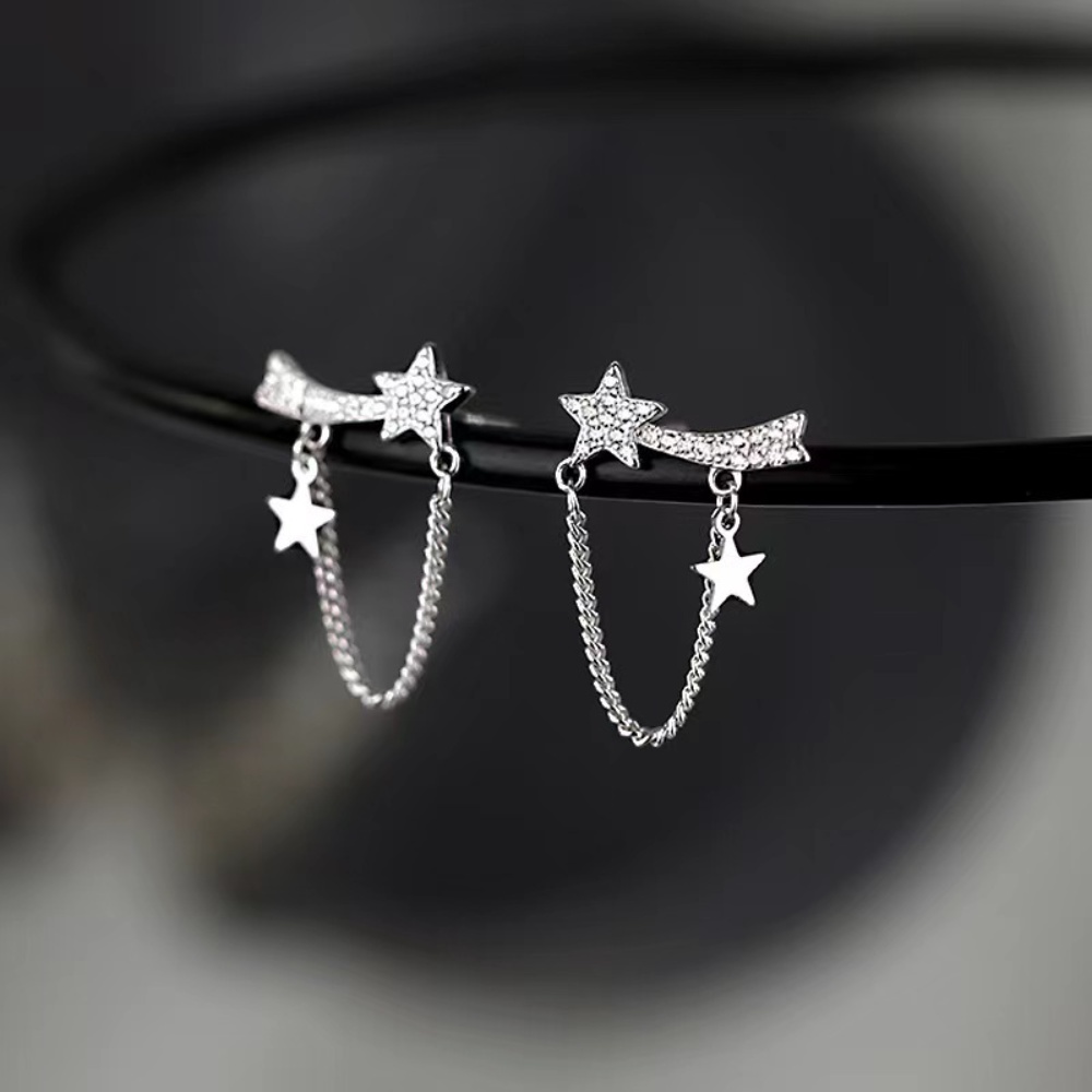 Deartiara Individualized Cool Romantic Star Earrings Anting Rumbai Rantai Bintang Kecil Anting Gaya Korea