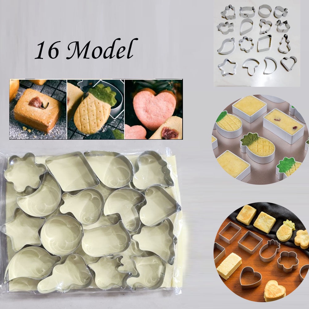 1 Set Isi 16 Pcs Cetakan Kue Kering / Cetakan Kue Kacang Cookie Cutter Kue Kering Karakter Praktis - Cetakan Nastar Isi 16 Model