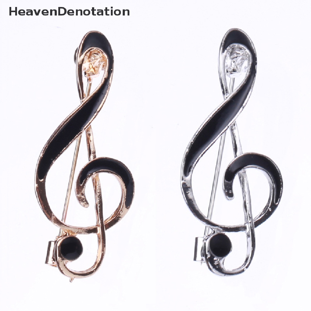 [HeavenDenotation] Bros Bentuk Nota Musik Sederhana Warna Emas Perak Enamel Bros Kerah Pin HDV