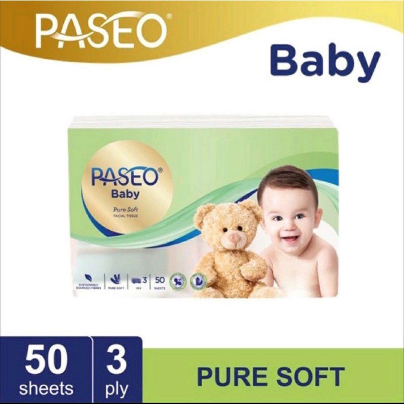 Tissue PASEO BABY FACIAL PURE SOFT 130s 3ply Tissue Kering Bayi