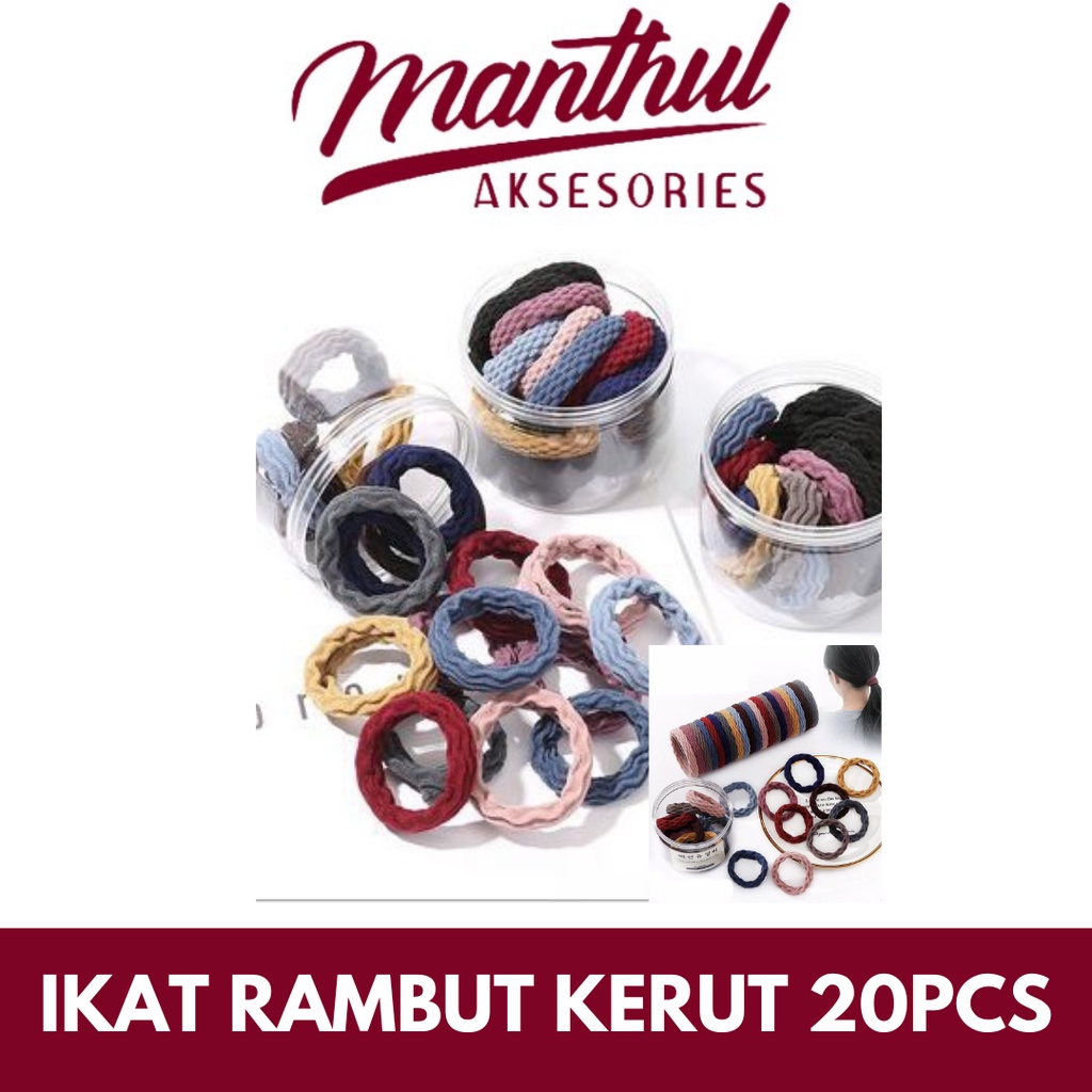 IKAT RAMBUT KERUT 20PCS / HAIR RUBBER BAND KOREA BAHAN TEBAL