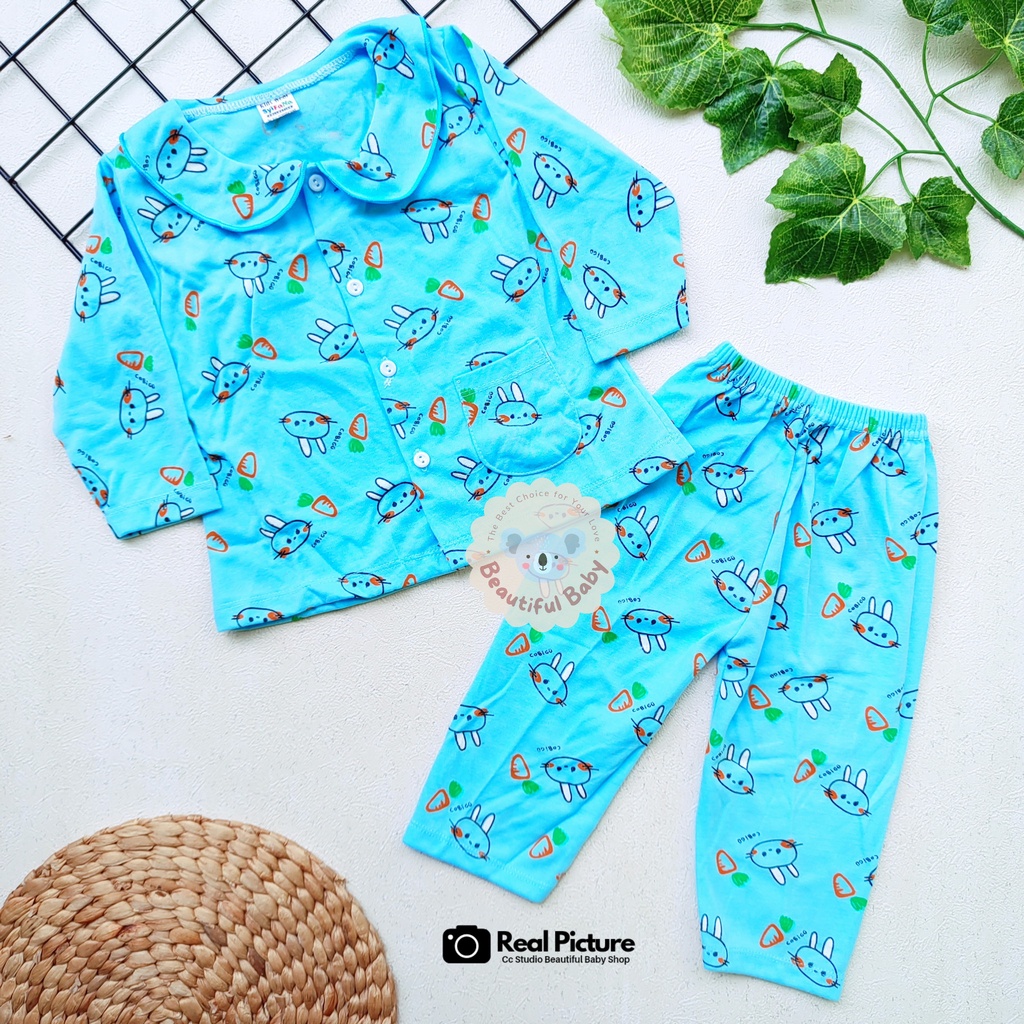 Setelan Piyama Baju Bayi Perempuan 3-18 Bulan Lengan Panjang Celana Panjang Motif Wortel / Baju Bayi Perempuan Syifana / Baby.ou