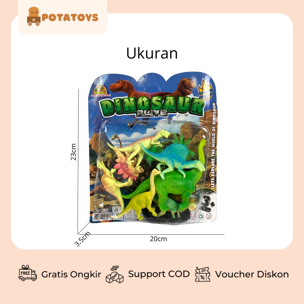 [ Potatoys ] Dinosaurus Alive / Mainan Dinosarurus Action Figure / Miniature Dinosaurus Bahan Karet