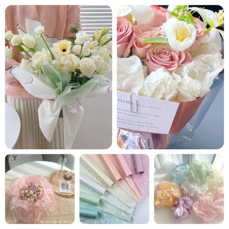 

FREE PACKING Kertas Cellophane Pearlescent Non Waterproof Kertas Serut Buket Bunga Flower Wrapping Paper Pearl Glitter Sydney Tissu Chellophane Murah Semi Transtulent Kertas Buket Non Waterproof