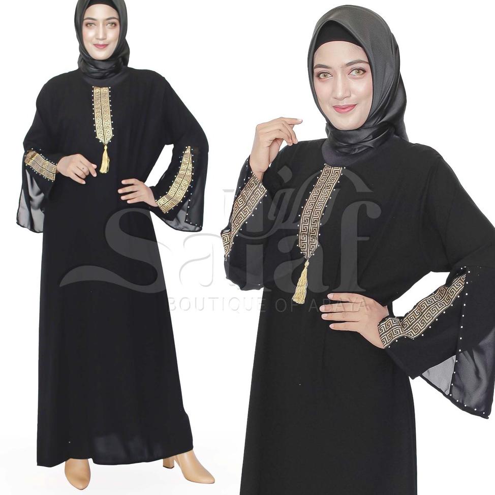 STOK TERBARU Terbaru Baju Abaya Gamis Hitam Turkey Abaya Bordir Bahan JetBlack Lembut Kwalitas Bouti