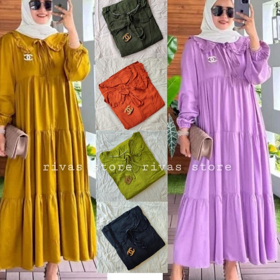 CHEKOUT Gamis rayon premium - Gamis rayon - gamis midi dres - gamis rayon polos - gamis polos