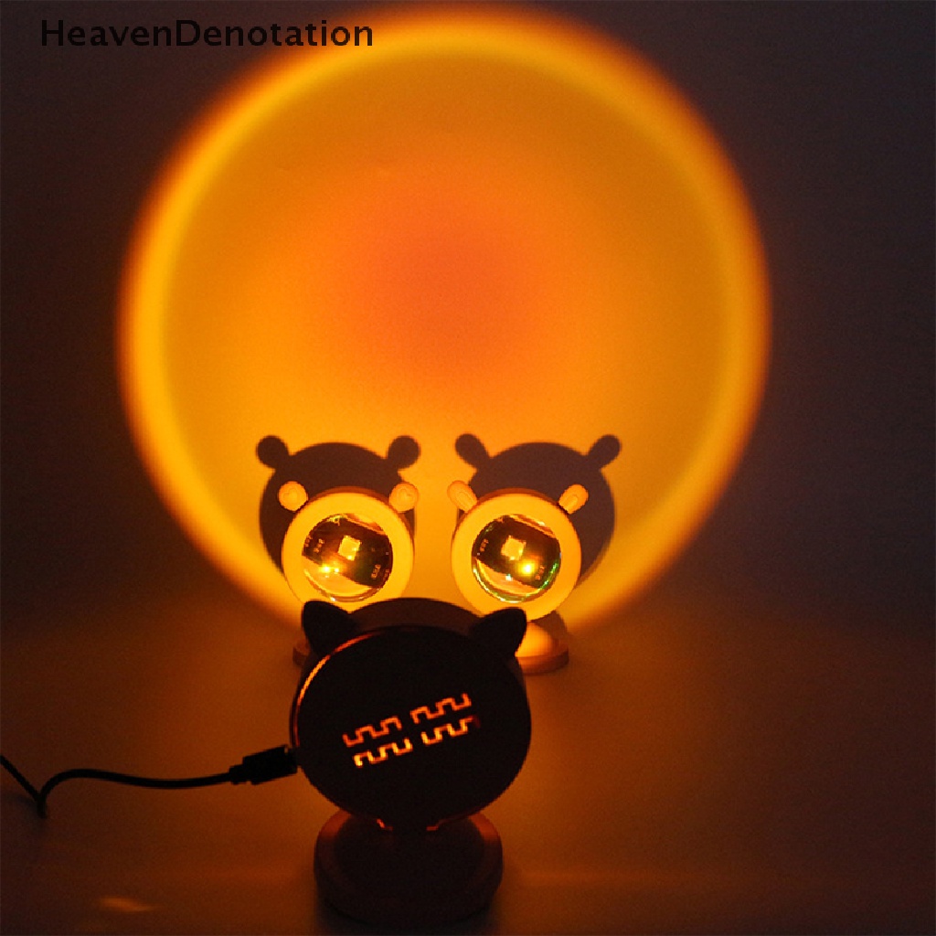 [HeavenDenotation] Mini Sunset Cahaya Suasana Ins Proyektor Foto LED Hujan Fajar Meja Lighg Dekorasi Kamar Portable USB RGB Lampu Malam HDV