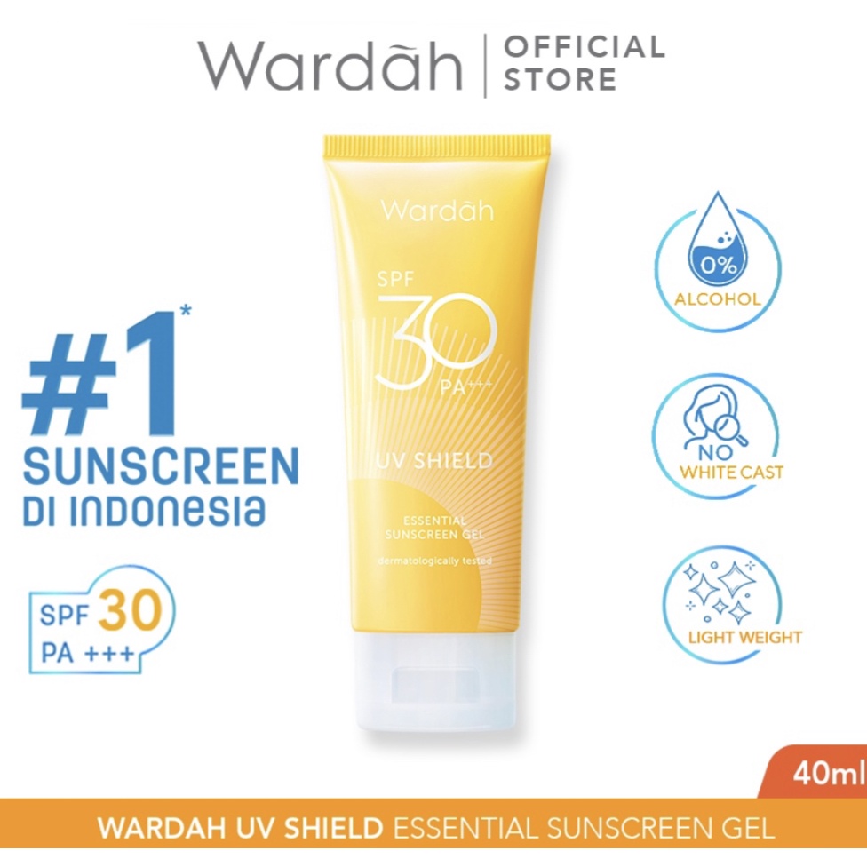 Wardah UV Shield Essential Sunscreen Gel SPF 30 PA ++ 40 ml - Sunscreen Wajah 0% Alkohol