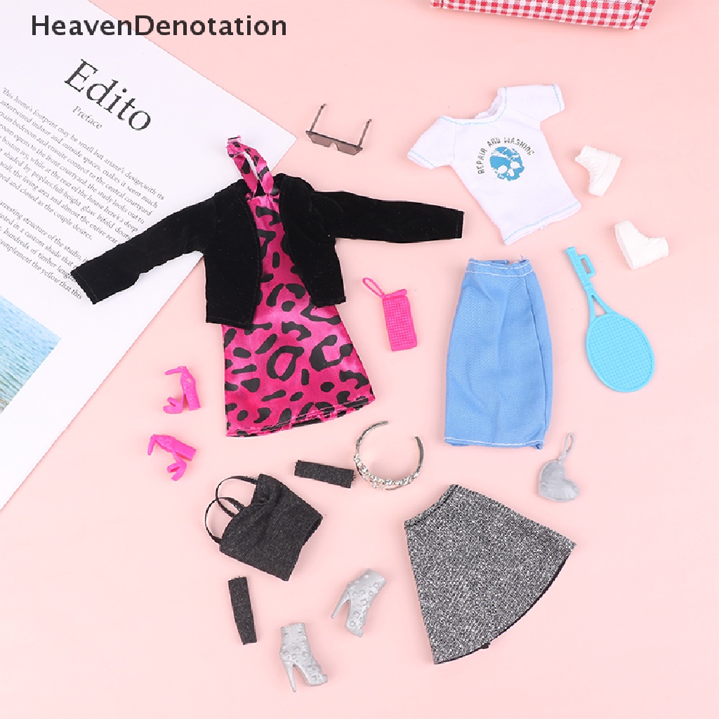 [HeavenDenotation] 1set Boneka Jumpsuit Dress Doll Daily Suit Pakaian Celana Panjang Dengan Tas Topi Boneka HDV