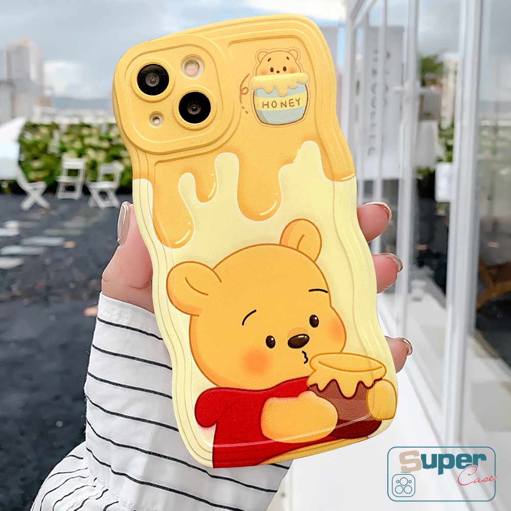 Casing Ponsel Tepi Bergelombang Kompatibel Untuk iPhone 7plus 8plus 11 14 13 12 Pro Max 14 6 6s 8 7 Plus XR X XS Max SE 2020 Kartun Strawberry Beruang Lotos Winnie the Pooh Lembut Tpu Pasangan Cover