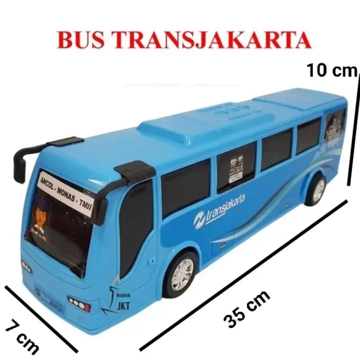 Mainan Anak Mobil Bus Transjakarta Ukuran Panjang 35 Cm / Mainan Anak Diecast Mobil Bus Trans Jakart