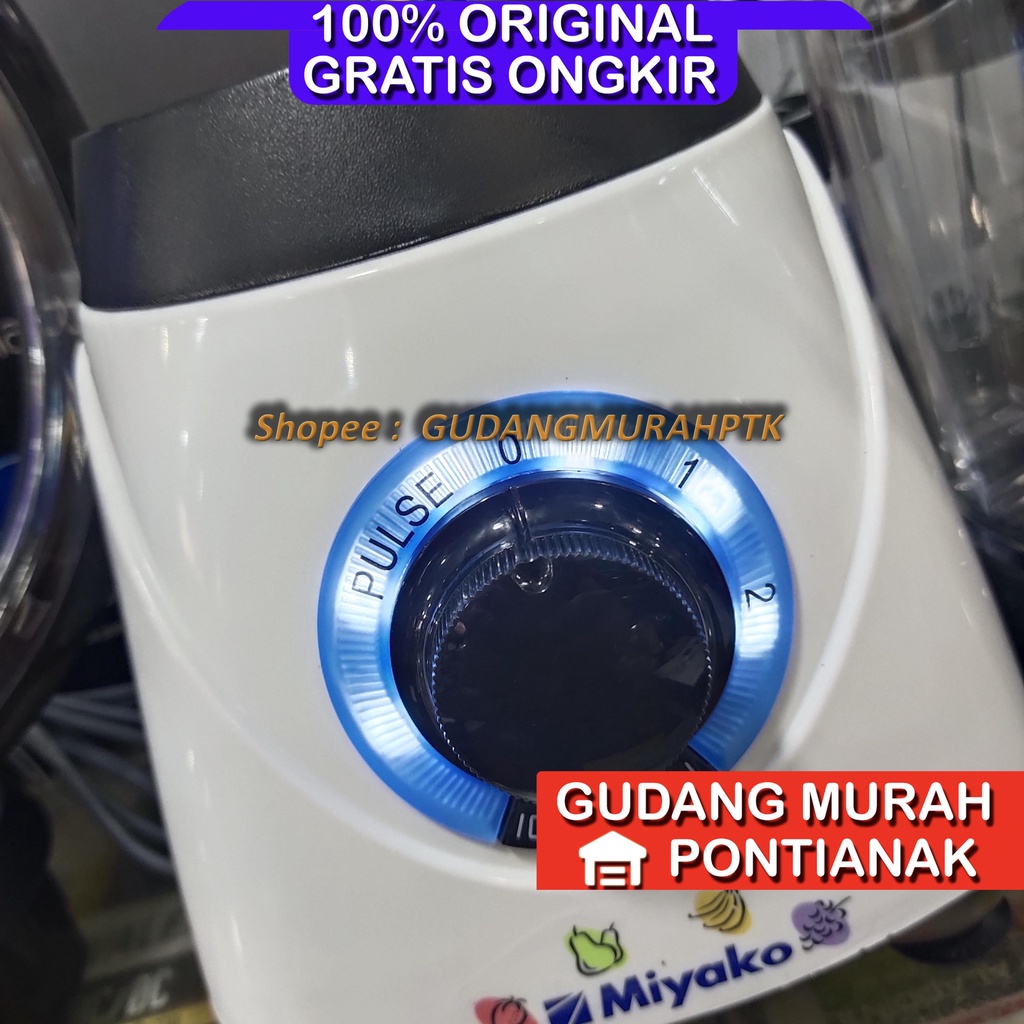 Blender Miyako 2 TABUNG JUMBO ANTI PECAH 1.5 liter BL-52 PI Pelumat dengan 2 Gelas Container bahan plastik 1,5 L Penghancur Es Batu