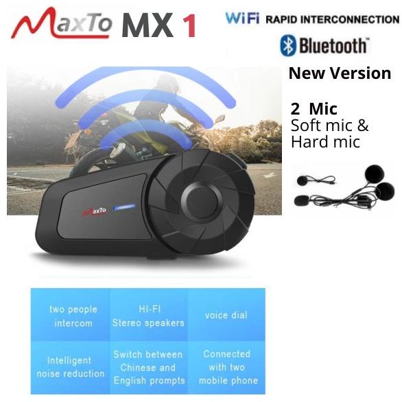 Intercom Maxto MX1 Intercom Helm Bluetooth Rainproof pair Maxto M2 M3