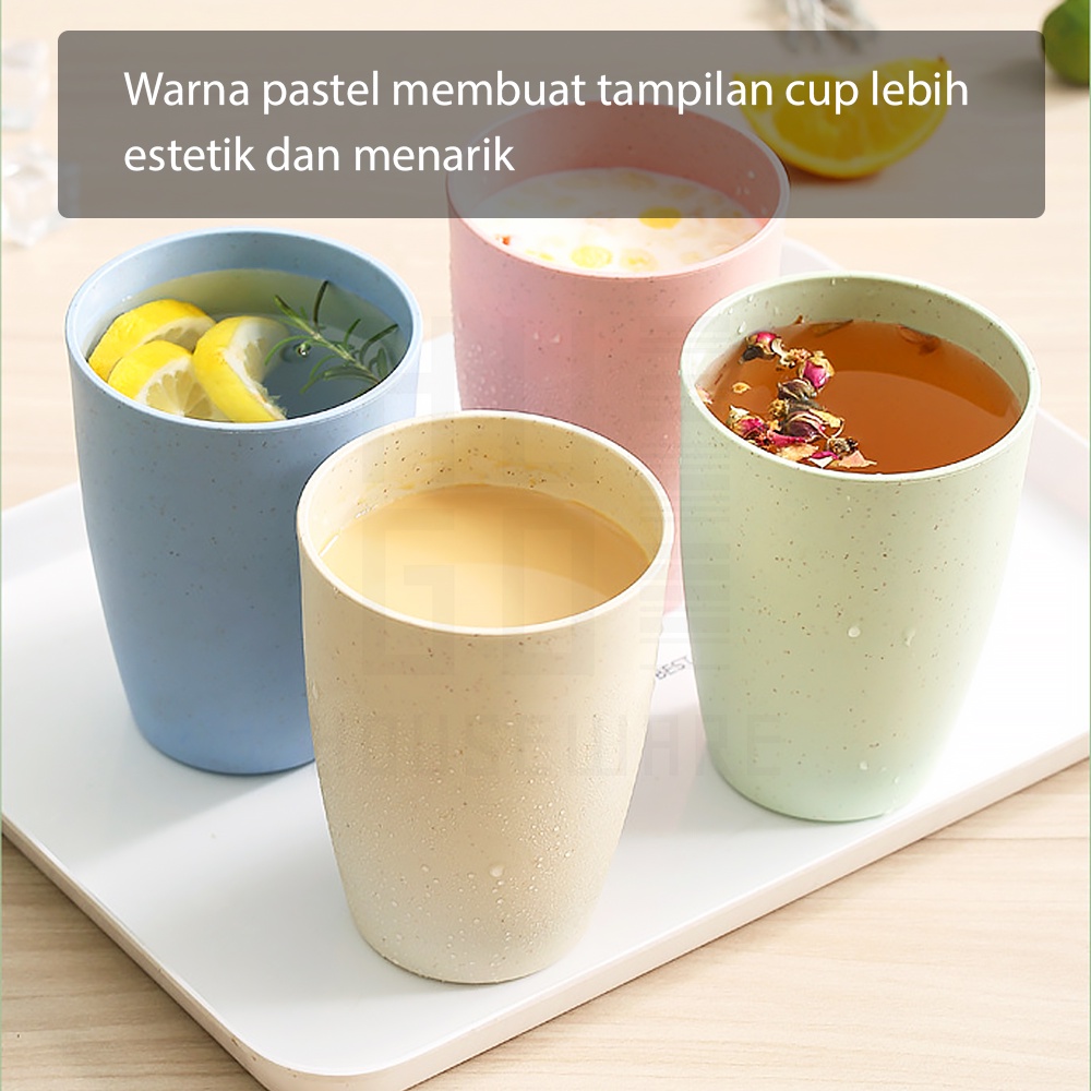 HUGO Gelas Jerami Gelas Minum Kopi Teh Air Mug Cangkir Plastik Wheat Straw Tahan Panas