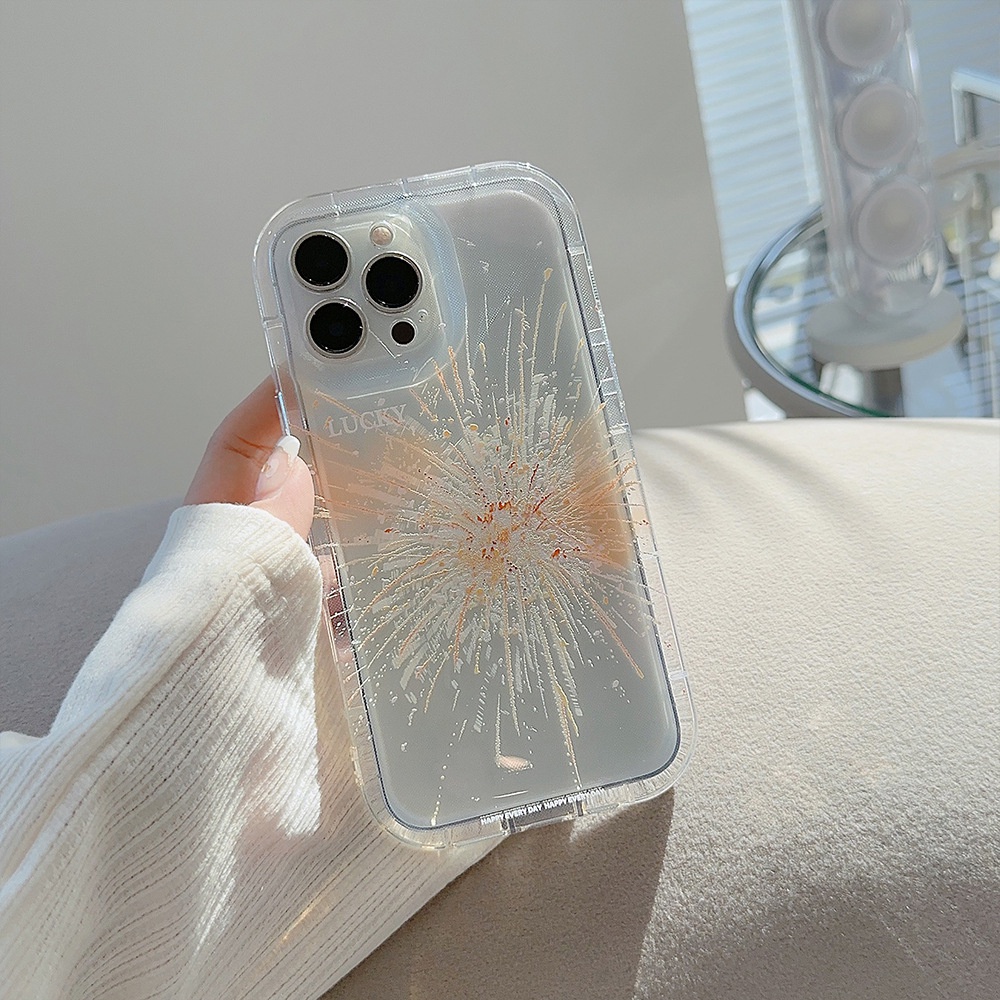 IPHONE Desain Sederhana Firework Transparan Cover Pelindung Penuh Casing Ponsel Untuk Iphone11 12 13 14 PLUS PRO MAX Soft TPU Shell