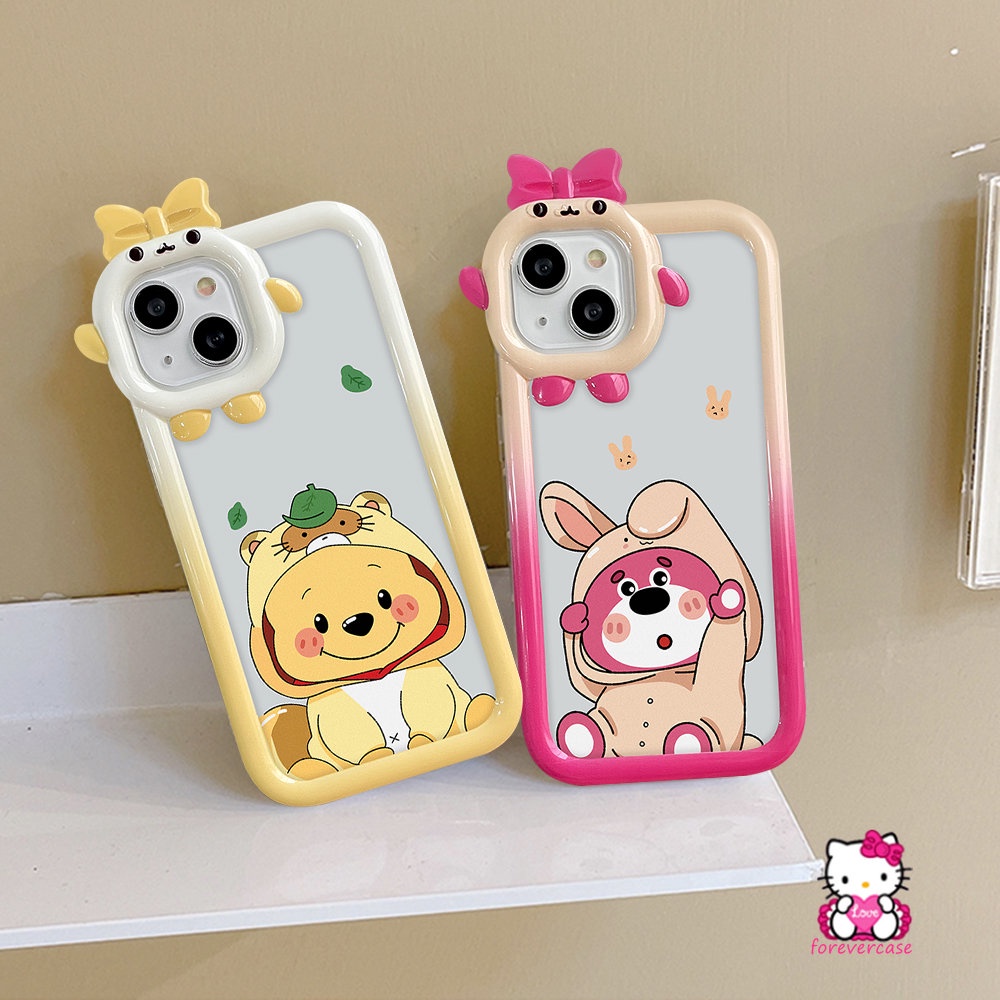 IPHONE Lovely Case Kompatibel Untuk Iphone11 12 13 14 Pro Max7 6 14 6s 8 Plus XR X XS Max SE 2020 Cute Strawberry Bear Manyo Lembut Winnie The Pooh Cover