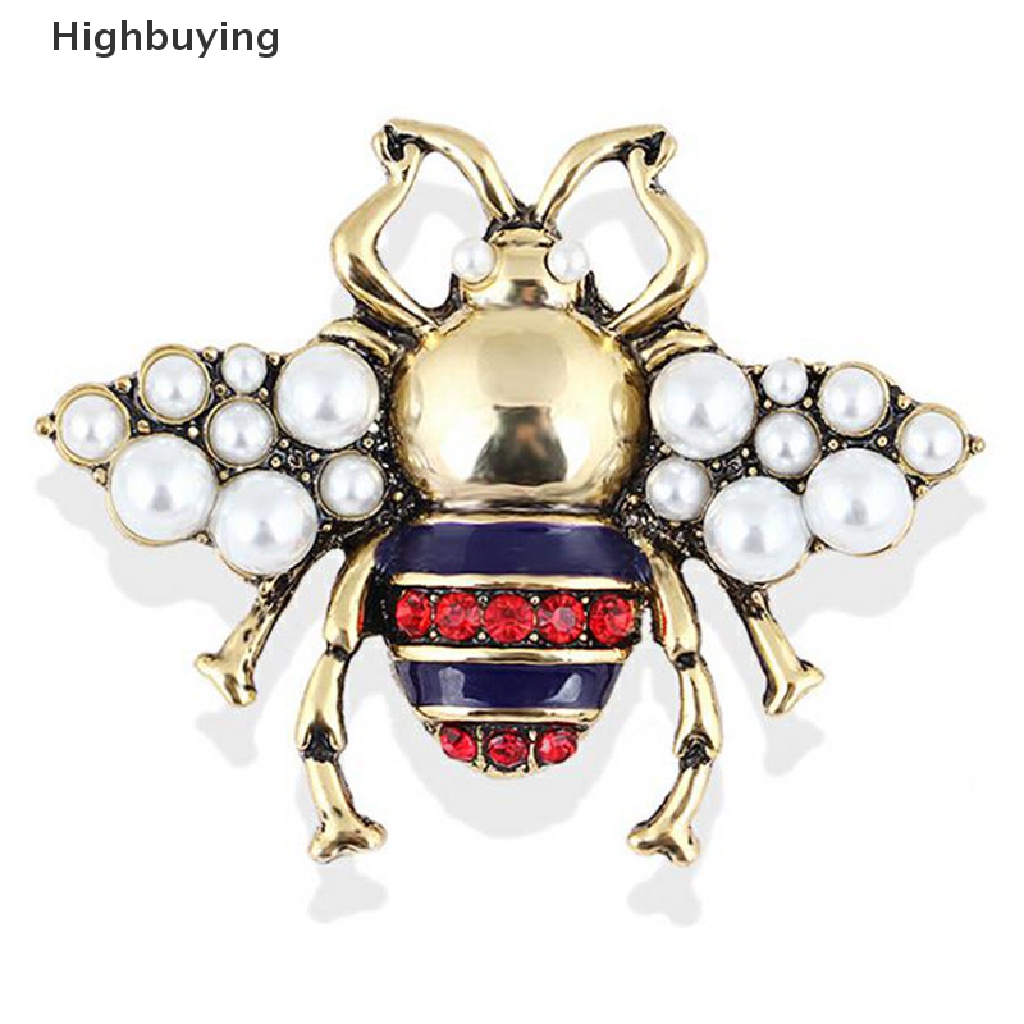 Hbid Vintage Lebah Bros Pin Berlian Imitasi Kristal Mantel Kerah Hewan Bros Perhiasan Hadiah Glory