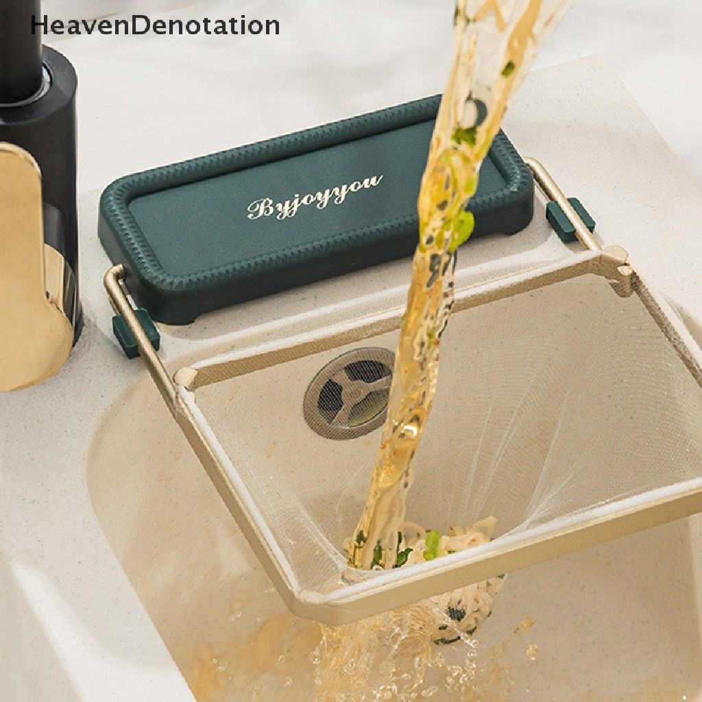 [HeavenDenotation] Rak Saringan Wastafel Dapur Lipat Saringan Wastafel Mesh Bag Stand Waste Garbage Net Shelf Anti-Cging Disposable Garbage Mesh Bag HDV