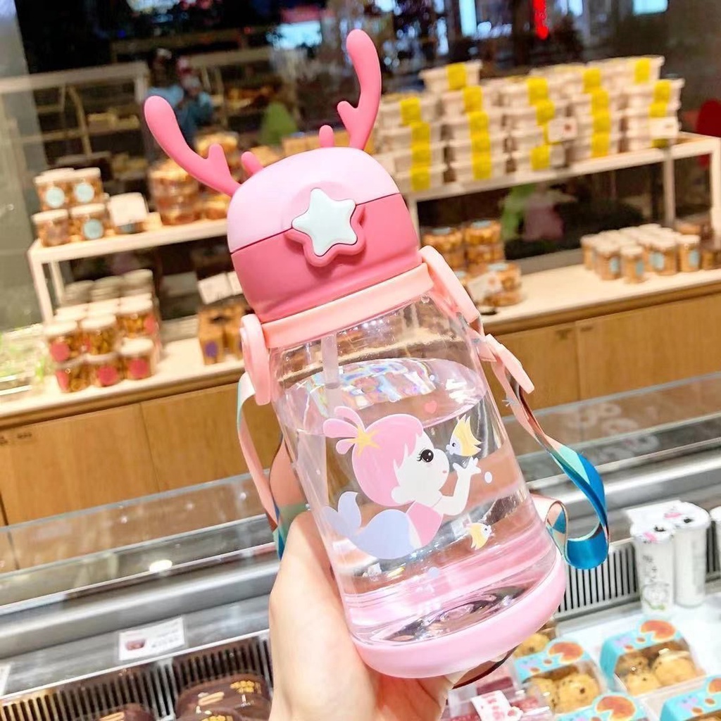 BOTOL MINUM ANAK / BABY KAPASITAS 700ML KARAKRTER LUCU BPA FREE-RUSA PINK 2186 NEW