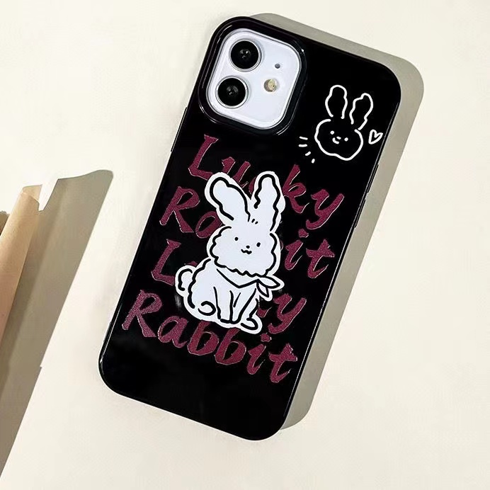 IPHONE Ins Pola Kelinci Cocok Untuk Iphone14 14pro 14plus 13 13mini 13pro 13prm iPhone12 7Plus 8Plus Xr XS 13 12mini Pro Max TPU Empat Sudut Casing Ponsel Tahan Guncangan