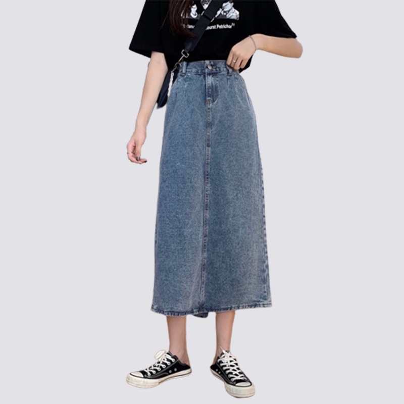 XIAOZHAINV Denim Rok Panjang Wanita Korean Style 1767