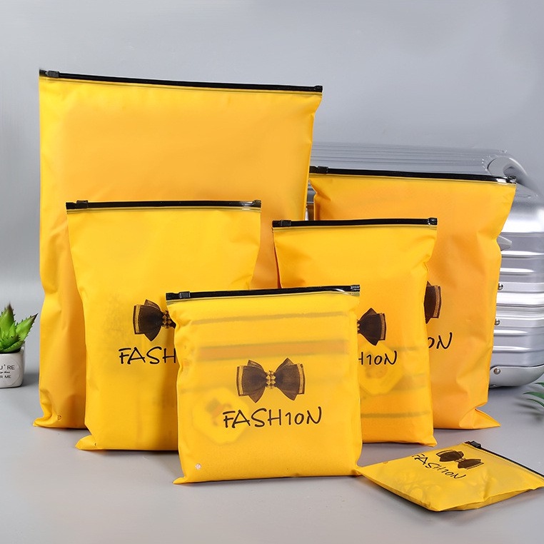 [Unggulan] Tas Penyimpanan Ritsleting Pakaian Little Daisy1Per5Pcs Kuning Buram Busur Ritsleting Organizer Bag PE Frosted Underwear Storage Bag