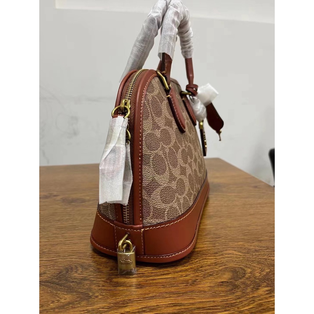 （Shopee Live）414-8 COACH cc414     cc412  Women's Classic Logo Canvas REVEL Bag Shell Bag   bkb   414