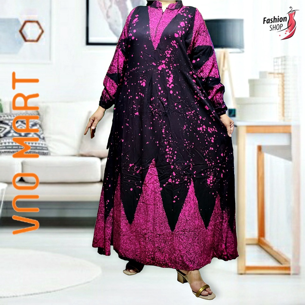 BAJU GAMIS WANITA JUMBO BATIK BELIZA:  DASTER DRESS BUSUI GAMIS MUSLIM BAHAN RAYON PREMIUM ADEM